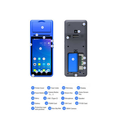 Terminal de Pagamento Móvel NFC inteligente Máquina Pos portátil de 5,5 polegadas Terminal inteligente portátil inteligente com impressora de câmera