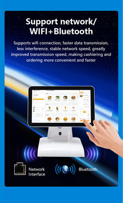 Terminal POS de Mesa 15 Polegadas N2840 Restaurante POS 2+32GB Sistema POS Tudo-em-Um com Visor do Cliente