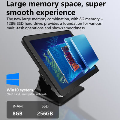Novo Design 15 Inch 60Hz Desktop Pos Terminal 8+256GB N100 CPU Retail Pos Caixa registradora com impressora e scanner