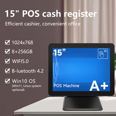 Novo Design 15 Inch 60Hz Desktop Pos Terminal 8+256GB N100 CPU Retail Pos Caixa registradora com impressora e scanner
