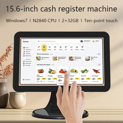Terminal POS de Mesa com Tela Touch de 15,6 polegadas N2840 2+32GB para Varejo com Gaveta de Dinheiro e Scanner