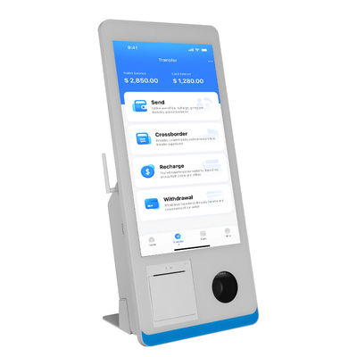 Quiosque de Balcão de Pedidos Self-service de Restaurante Win 8+128GB Quiosque de Pagamento Self-service com Impressora, Leitor NFC e Scanner de Código QR