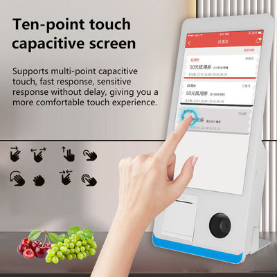 Quiosque de Balcão de Pedidos Self-service de Restaurante Win 8+128GB Quiosque de Pagamento Self-service com Impressora, Leitor NFC e Scanner de Código QR