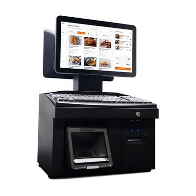 14 polegadas tela de toque dupla Win7 POS caixa registrador i3 Cpu 4 + 64GB Desktop POS Terminal com impressora, teclado, scanner
