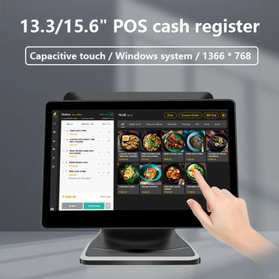 13.3/15.6 Inch Dual Touch Screen POS System I3 Windows System Terminal POS de loja de varejo com base dobrável
