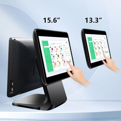 13.3/15.6 Inch Dual Touch Screen POS System I3 Windows System Terminal POS de loja de varejo com base dobrável