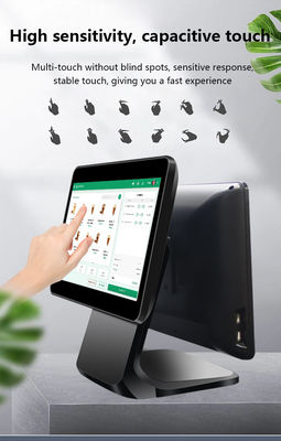 13.3/15.6 Inch Dual Touch Screen POS System I3 Windows System Terminal POS de loja de varejo com base dobrável