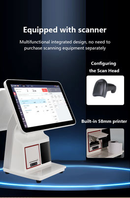 Sistema POS de fast food 15.6 "Tudo em um toque tela caixa registador sistema de exibição de cozinha impressora de pedidos NFC QR terminal de pagamento