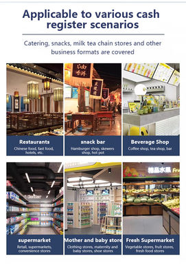 Caixa de supermercado tudo-em-um com tela sensível ao toque, caixa registradora de 15,6 polegadas, terminal POS de autoatendimento com pagamento NFC QR