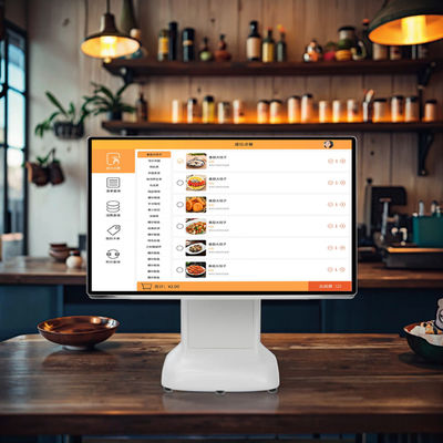 Máquina POS de caixa Win Design de plástico de estilo simples e tela dupla de 15,6 polegadas All-in-One para Win