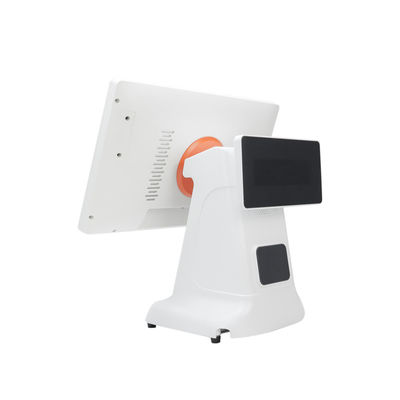 Máquina POS de caixa Win Design de plástico de estilo simples e tela dupla de 15,6 polegadas All-in-One para Win