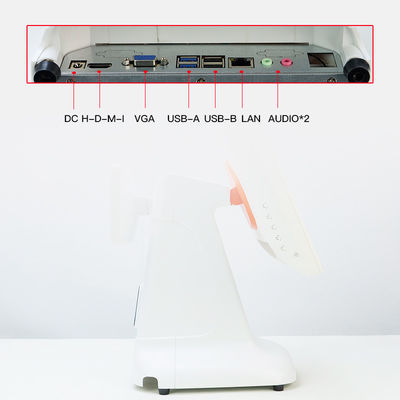 Máquina POS de caixa Win Design de plástico de estilo simples e tela dupla de 15,6 polegadas All-in-One para Win