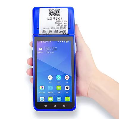 Sistema POS Android portátil de 5,5" Máquina registradora com tela sensível ao toque Terminal POS móvel WiFi USB NFC Pagamento para varejo Azul