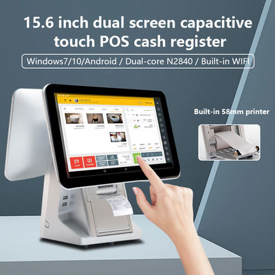 Monitor POS de tela dupla de 15,6 polegadas compatível com Win7/10 Android Monitor IPS Touch Durável para Supermercado Restaurante