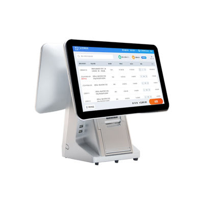 15.6''14''Máquina POS de sistemas Android de tela dupla com gaveta de pagamento em dinheiro e terminal POS de software inteligente All-in-One Touch