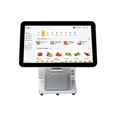15.6''14''Máquina POS de sistemas Android de tela dupla com gaveta de pagamento em dinheiro e terminal POS de software inteligente All-in-One Touch