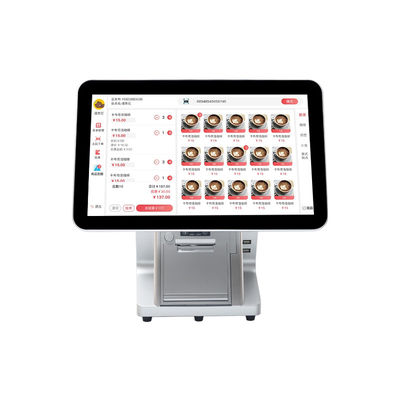 15.6''14''Máquina POS de sistemas Android de tela dupla com gaveta de pagamento em dinheiro e terminal POS de software inteligente All-in-One Touch