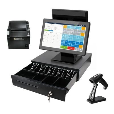 Impressora de escaneador de códigos de barras Tipo 15.6 polegadas Win All in One Touch Screen Máquina POS de Caixa 4 64G