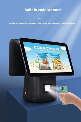 Máquina de Faturamento para Restaurante Varejista 15,6 polegadas Sistema POS com Tela Dupla com Sistema Operacional Windows e Android POS