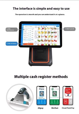 Máquina de Faturamento para Restaurante Varejista 15,6 polegadas Sistema POS com Tela Dupla com Sistema Operacional Win e Android POS
