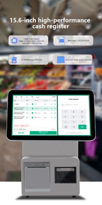 Máquina registradora POS com tela dupla de 15,6 polegadas, processador I3, 4+64GB, sistema POS para varejo, terminal POS para supermercado