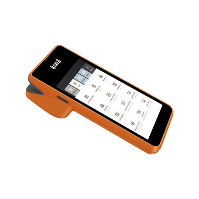 Máquina POS portátil de 5,45 polegadas, terminal de pagamento móvel NFC inteligente, sistema POS laranja com impressora e câmera