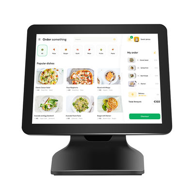 Caixa registradora POS com tela sensível ao toque de 15,6" 8+256GB de memória grande, máquina POS Windows10 1080P com visor para cliente