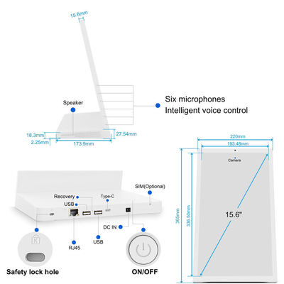 Tablet PC Android de mesa em forma de L de 13,3 polegadas RK3568 POE para negócios, quiosques e pedidos em restaurantes