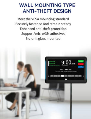 Tablet PC Android POE de montagem na parede de 15,6 polegadas RK3566 com luz LED para sistema de agendamento de salas de conferência