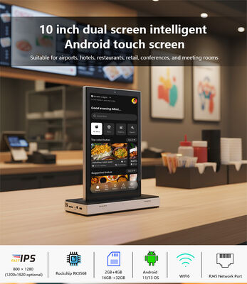 Tablet PC Android tudo em um com tela sensível ao toque de 10,1 polegadas com tela dupla, 4G Wi-Fi POE para restaurantes e quiosques de pedidos