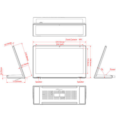 Rj45 13 polegadas 1.5GHz Octa Core All In One Touch Screen PC Android 6.0 Tablet