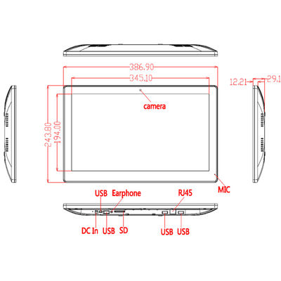 PC All-in-One Touch Screen Ultra Fino de 15,6 Polegadas com 8GB ROM WiFi RJ45 e PoE