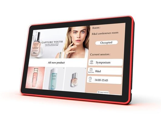 Tablet de montagem na parede com processador quad-core Android 8.1 e toque capacitivo de 10 pontos para gerenciamento de salas de reuniões