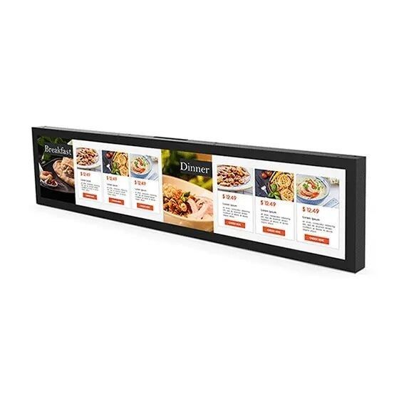 Máquina de publicidade de barras de 19 polegadas montada na parede 1920x360 Android Tablet