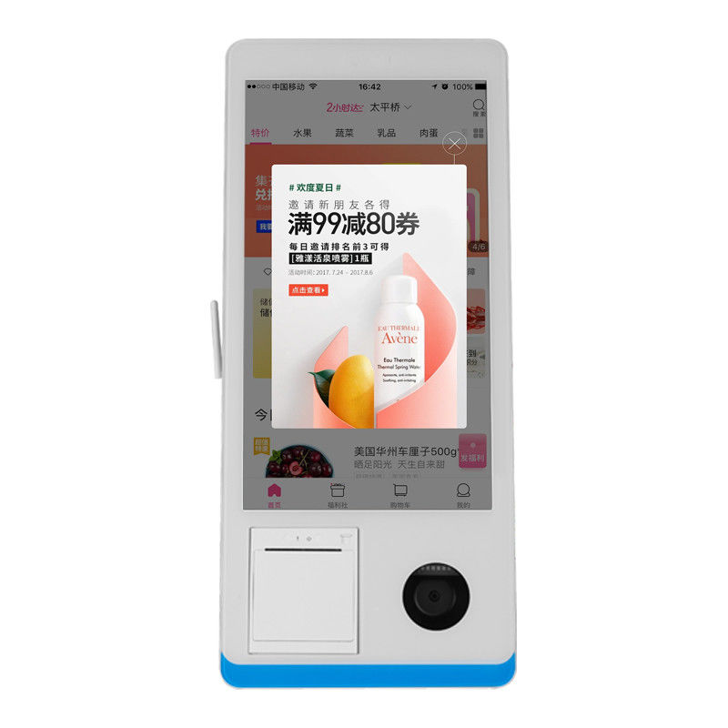 Quiosque de Balcão de Pedidos Self-service de Restaurante Win 8+128GB Quiosque de Pagamento Self-service com Impressora, Leitor NFC e Scanner de Código QR