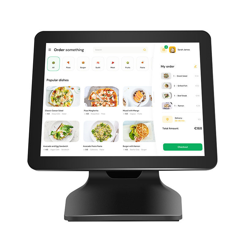 Restaurante de supermercado 15.6 polegadas Win10 sistema de caixa registrador com terminal POS de tela única e tela sensível ao toque capacitiva
