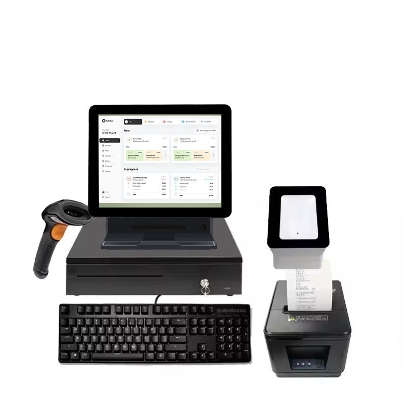 Sistema POS com tela sensível ao toque avançada de 15,6" com Terminal de Pagamento de Software e Display do Cliente, Máquina Registradora