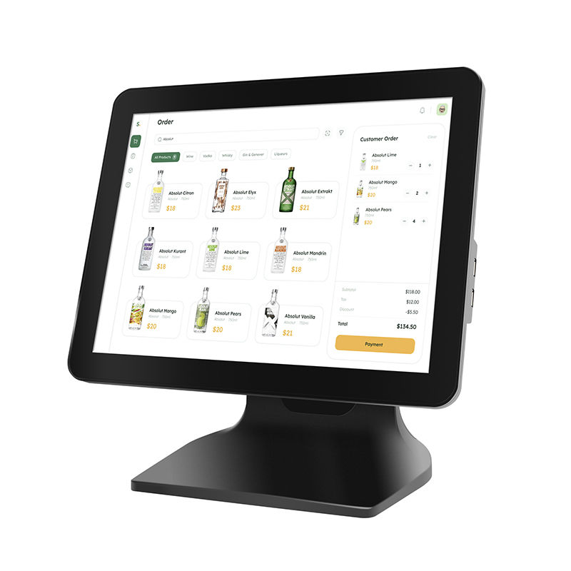 Caixa registradora POS com tela sensível ao toque de 15,6" 8+256GB de memória grande, máquina POS Windows10 1080P com visor para cliente