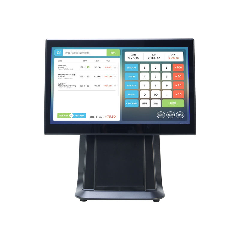 POS All-in-One de Tela Sensível ao Toque com Processador I3 de 15,6" de Alto Desempenho para Varejo de Supermercado com Display para o Cliente