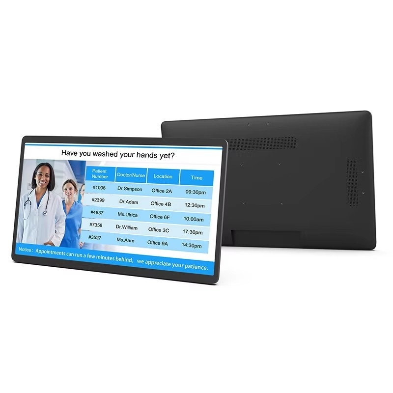 Computador tablet Android 12 de 24 polegadas montado na parede, PC POE NFC LCD Touchscreen, display comercial, sinalização digital, reprodutor de vídeo publicitário