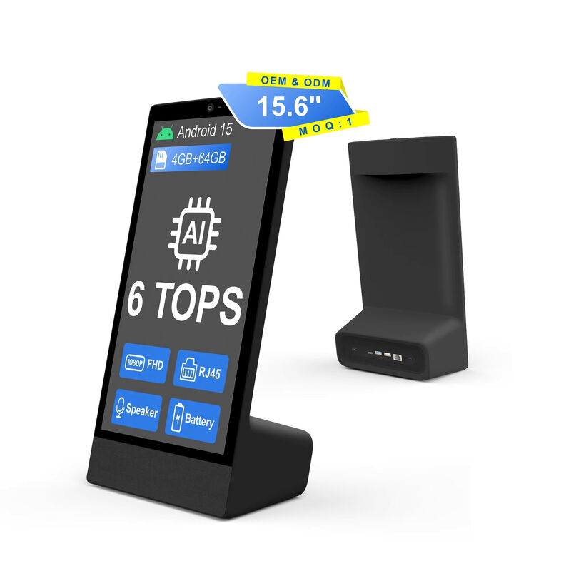 L tipo desktop 15.6 polegadas 1920x1080 android 15 tablet pc Wi-Fi NFC capacitivo touch screen 10000mah Octa Core fast food othering com alto-falante